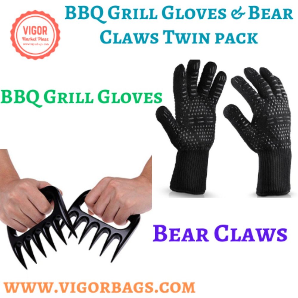 BBQ Grill Gloves & Bear Claws Twin pack
